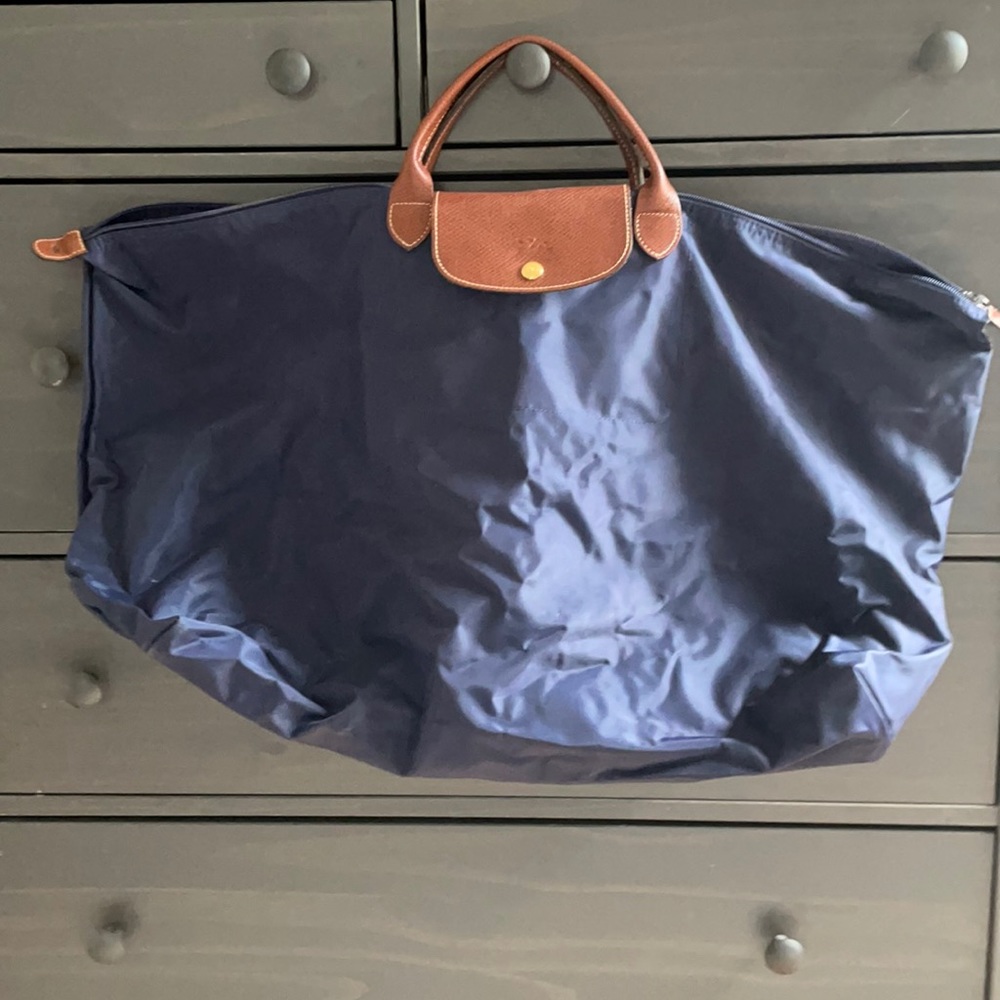 Large Longchamp Le Pliage Navy duffle bag